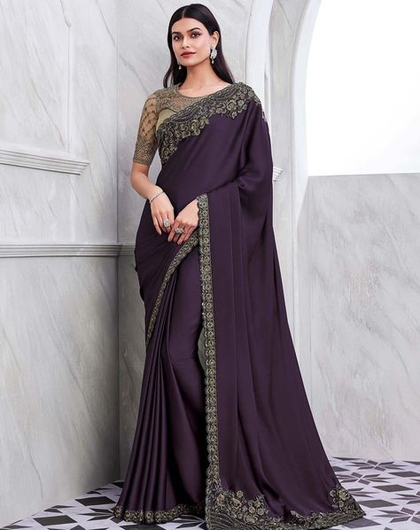 Dark Purple Walnut Silk Saree For details visit below link : https://www.urmifashion.com/Sarees/dark-purple-walnut-silk-saree-uf146-5 For query please call or whatsapp 078785 02300 #sarees #saree #silksarees #silksaree #partywearsaree #designersarees #festive #festivewear #sareelove #festivecollection #onlinestore #indianclothing #clothingstore #clothing #clothingforwomen #fashionstyle #shopping #ethnicwear #womenclothing #partywear #designer #trending #onlineshopping #onlineshoppingindia ... Purple Dress Design, Designer Sarees Wedding, Bridal Lehenga Designs, Grey Saree, Purple Saree, Indian Designer Sarees, Crepe Saree, Party Sarees, Lehenga Style