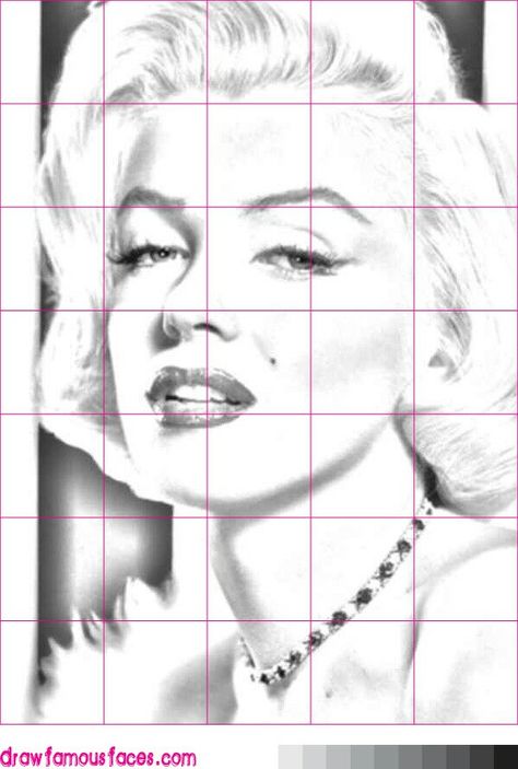 Marylin Monroe Drawing Easy, Marilyn Monroe Drawing Pencil Sketches, Realistic Faces Drawings, Celebs To Draw, Marilyn Monroe Drawing Pencil, Marilyn Monroe Drawing Easy, Marlyne Monro Drawings, Grid Drawing Ideas, Grid Sketch