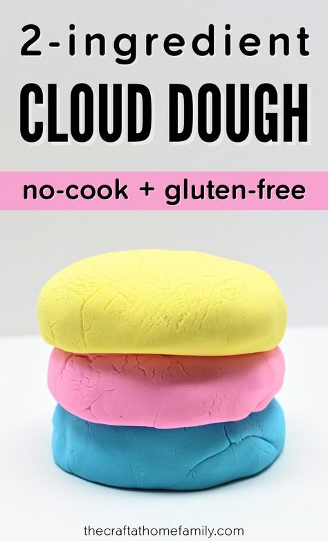 Looking for an easy play dough alternative that won’t dry out your child’s skin? This 2-ingredient cloud dough requires nothing but cornstarch and baby lotion. It’s no-cook, gluten-free and super soft—and best of all, it only requires only a couple minutes to make! Follow this easy recipe to find out how to make the best DIY cloud dough using lotion or conditioner, and give it as an alternative to play dough for kids with gluten intolerances. This 2- to 3-ingredient dough is great for ... Cloud Dough Recipe 2 Ingredients, Diy Cloud Dough, Cloud Dough Recipe, Cornstarch Dough, Gluten Free Playdough, Easy Play Dough, Soft Play Dough, Cloud Dough Recipes, Moon Dough