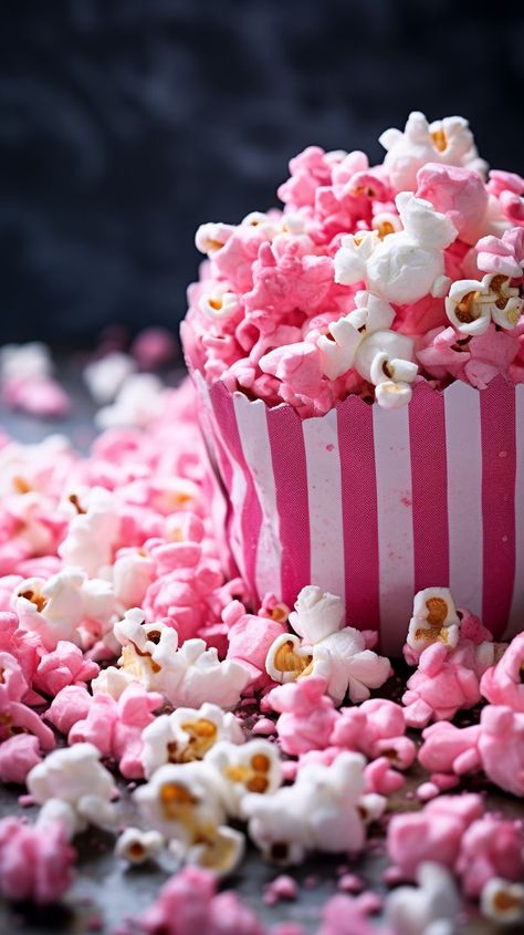 Food Coloring Popcorn, Pink Popcorn Recipe, Popcorn Stand, Colored Popcorn, Pink Popcorn, Popcorn Recipe, Pink Food Coloring, Kettle Corn, Paper Cones