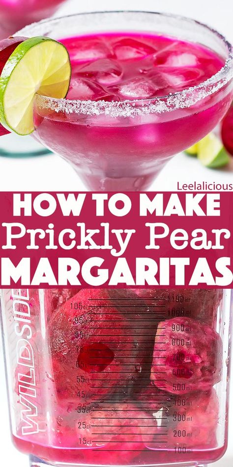 Prickly Pear Margarita Recipe » LeelaLicious Drinks Alcohol Recipes Vodka, Pear Margarita Recipe, Prickly Pear Recipes, Prickly Pear Juice, Pear Drinks, Pear Syrup, Pear Margarita, Party Punches, Easy Party Punch