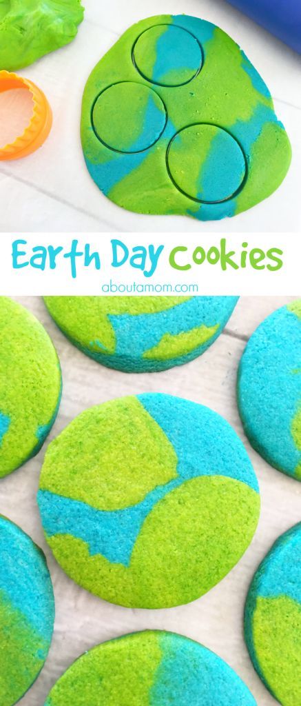 Earth Day Cookies, Mom Cookies, Earth Day Projects, Day Earth, Recycled Crafts Kids, Kids Cooking Recipes, Earth Day Crafts, Earth Day Activities, Blue Food Coloring