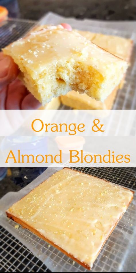 Orange Blondies Recipe, Orange Blondies, Almond Desserts, Blondie Bar, Citrus Recipes, Blondie Brownies, Blondies Recipe, Dessert Bar Recipe, Best Cake Recipes