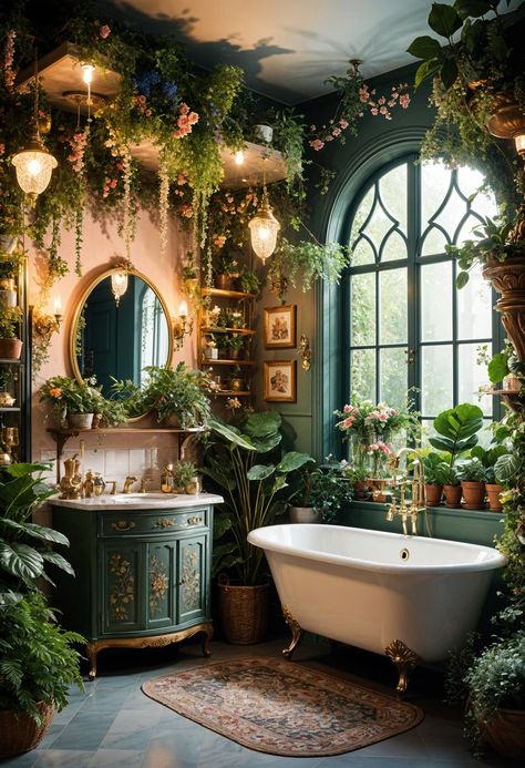 Quirky Home Aesthetic, Fairycore Bathroom Aesthetic, Whimsical Home Design, Unique Room Ideas Creative, Magical Interior Design, Vintage Whimsical Decor, Whimsical Cottage Interior, Enchanted Bathroom, Cottagecore Aesthetic Bathroom