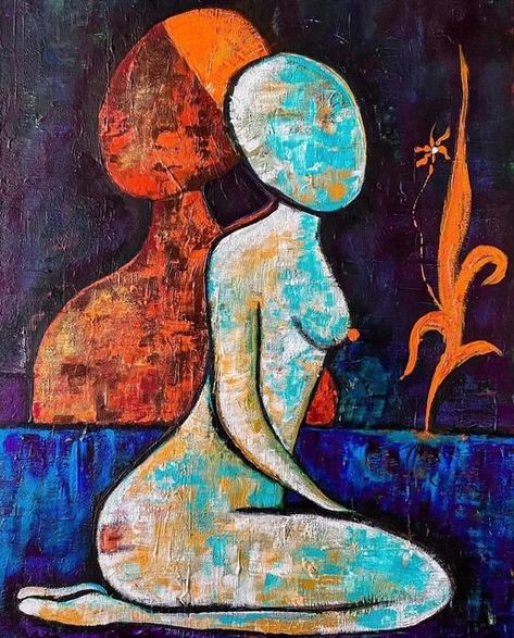 Art lover on Instagram: "Artwork by: @domi_stan Acrylic Painting "Meeting With a Shaman“, 50x60 Indeed there is a wise shaman inside of each of us, as are both the feminine and masculine energies. The feminine is, by nature, intuitive and emotional. The feminine is about feeling, and flowing, and merging, and connecting, and relating. Masculine energy, on the other hand, is about structure, and placement, and task. It’s about patterns, and regimen, and routine. Masculine is about doing, and f Feminine Vs Masculine Energy Art, Sustained Investigation, Divine Union, Masculine Art, Feminine And Masculine, Emotional Painting, Energy Art, Masculine Energy, Trending Art