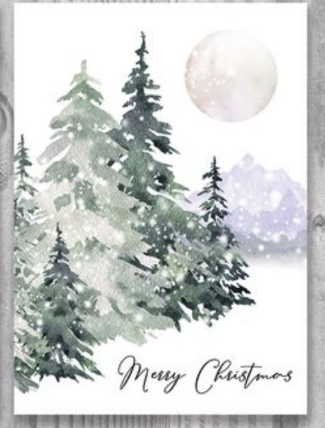 Christmas Cards Handmade Watercolor Winter Scenes, Holiday Watercolor Paintings, Christmas Painting Watercolor, Painted Christmas Cards Watercolors, Xmas Watercolor Cards, Christmas Watercolour Cards, Winter Landscape Watercolor, Christmas Watercolour Painting, Christmas Cards Aquarel