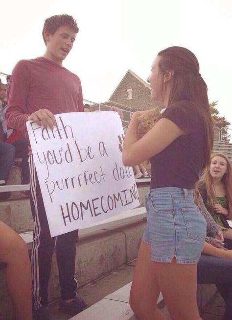 Cat homecoming proposal Prom Proposal For Guys, School Dance Proposals, Cute Promposal, Sadies Proposal, Dance Asks, Cute Promposals, Prom Pictures Group, Dance Proposals, Cute Homecoming Proposals