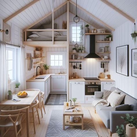 Tiny House Interior 20m2 House, Cute Tiny House, One Bedroom House, Tiny House Inspiration, Diy Bathroom Furniture, Diy Apartment Furniture, Weekend House, Pallet Furniture Bedroom, Tiny House Interior