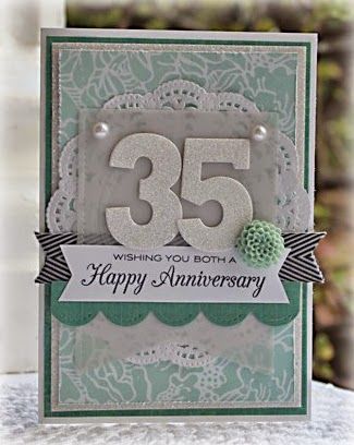 Papercraft Designs: 35th Wedding Anniversary                                                                                                                                                      More 35th Wedding Anniversary, Anniversary Cards Handmade, Wedding Anniversary Card, 30th Wedding Anniversary, Ctmh Cards, 35th Anniversary, Wedding Anniversary Cards, 50th Wedding, Building Ideas