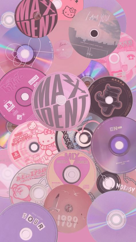 Maxident Wallpaper, Cd Wall, Y2k Wallpaper, Taylor Swift Wallpaper, Pastel Wallpaper, Crazy Kids, Iphone Wallpaper, Cd, Hello Kitty