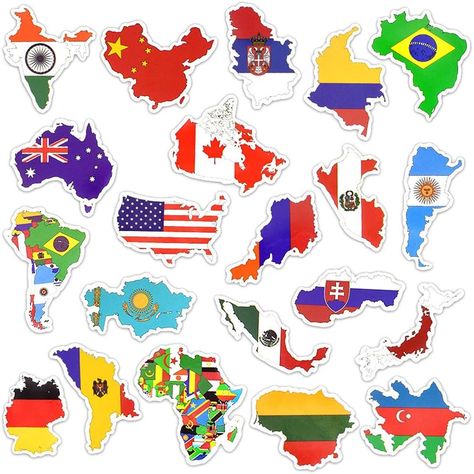 AmazonSmile: Honch Vinyl National Flag Country Map Stickers World Flag Stickers Pack 50 Pcs Country Flag Decals for Laptop Car Suitcase Water Bottle Helmet Truck: Computers & Accessories All Country Flags, Countries And Flags, National Flags, Anime Sticker, Map Travel, Flag Country, Funny Decals, Sticker Bomb, Country Maps