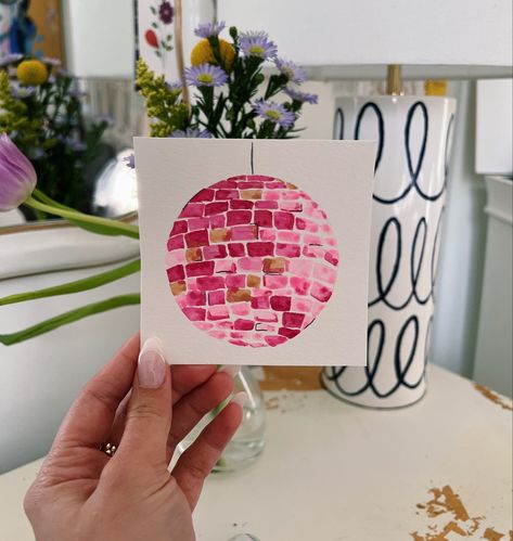 Trendy Watercolor Paintings, Girly Watercolor Paintings, Bootsie Collins, Simple Water Coloring Ideas, Watercolor Disco Ball, Watercolor Objects, Girly Watercolor, Watercolour Challenge, Trippy Drawings