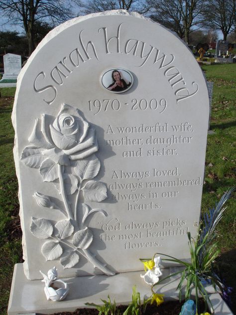 Carved Rose in relief Cross Headstone, Monument Ideas, Headstone Designs, Engraving Designs, Grave Headstones, Gravesite Decorations, Tombstone Designs, Cemetery Monuments, Grave Flowers