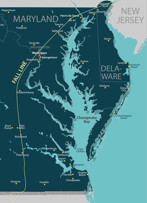 Following the Fall Line | Chesapeake Bay Magazine Havre De Grace Maryland, Norfolk Beach, Hampton Virginia, Delmarva Peninsula, Cape Charles, Beach Ware, New Hampton, Coastal Plain, Big River