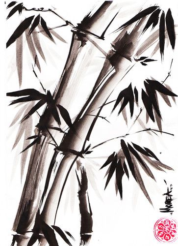 Sumi-e Bamboo   not the ukio-e,but splash/brush sumi...wonderfull as such :) Bamboo Tattoo, Sumi E Painting, Art Chinois, Chinese Art Painting, Japanese Drawings, Bamboo Art, Chinese Brush Painting, Asian Painting, Tinta China