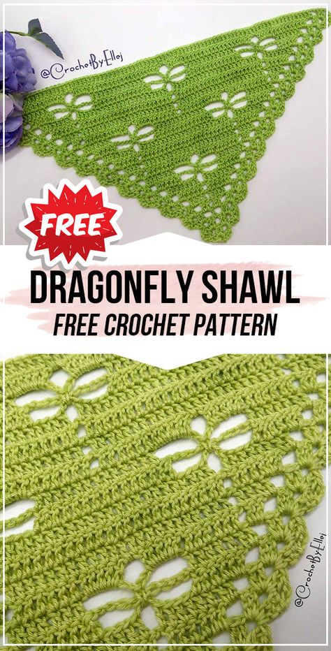 crochet Dragonfly Shawl free pattern  - easy crochet shawlwrap pattern for beginners Crochet Dragonfly Stitch, Dragonfly Stitch, Crochet Dragonfly, Shawl Free Pattern, Crochet Shawl Free, Crocheted Shawl, Poncho Crochet, شال كروشيه, Crochet Shawl Pattern Free