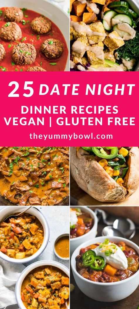 Vegan and gluten-free dinner recipes - whether you’re a vegan, gluten-free, or both, here’s a collection of very delicious, vegan dinner (or lunch!) recipes that you'll appreciate. The classic curry, buddha bowls, soups, vegan one-pot and casseroles recipes. Vegan Dinner Date Night, Gluten Free Date Night Dinner, Date Night Dinner Recipes Vegetarian, Vegan Date Night Recipes, Recipes For Date Night, Recipes Date Night, Date Night Dinner Recipes, Soups Vegan, Vegan Gluten Free Dinner