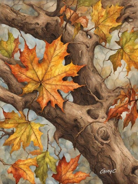 Fall Leaves Illustration, Forest Drawing, Autumn Leaves Art, Learn Watercolor Painting, Sony Vaio, Diy Abstract Canvas Art, Halloween Artwork, Image Nature, Holiday Painting