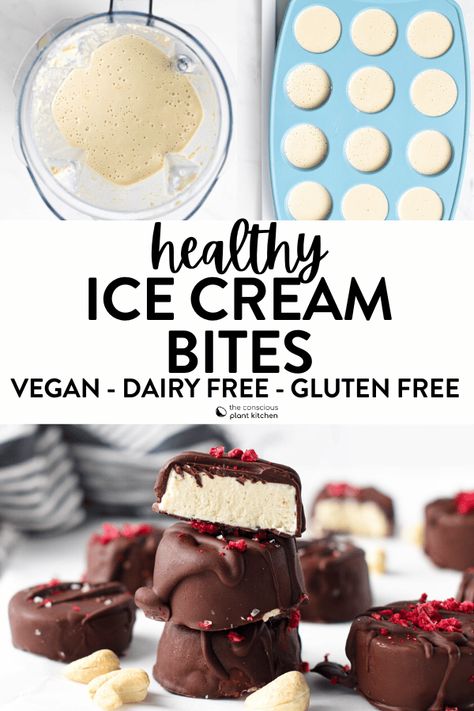 Vegan Cheesecake Bites, Conscious Plant Kitchen, Cashew Ice Cream, Non Dairy Ice Cream, Ice Cream Bites, Plant Kitchen, Dairy Free Ice Cream, Milk Ice Cream, Vegan Raw