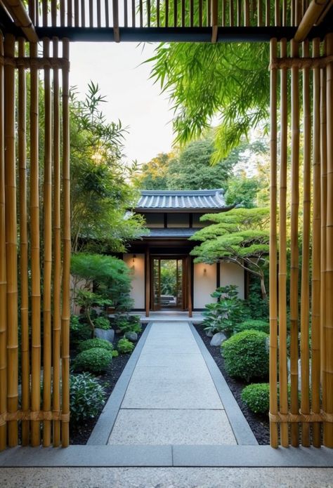 Japanese Home Entryway, Entryway Japanese, Japanese Front Yard, Japanese Exterior Design, Modern Japanese House Exterior, Japanese House Design Traditional, Japanese Style Homes, Exterior Home Color Schemes, Japanese House Exterior