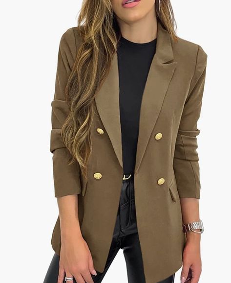 Hdieso Women's Solid Color Casual Long Sleeve for any occasion and professional outfit. #fashion #office #attire #outfit #cold #jacket #balzer #fall #winter #brown #coffe Conference Outfit, Cold Jacket, Professional Outfit, Fashion Office, Blazer Jackets For Women, Basic Long Sleeve, Professional Outfits, Casual Fit, Blazer Buttons