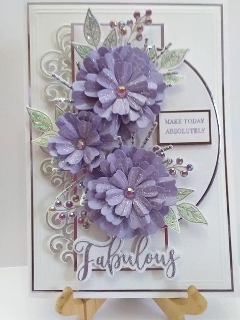 Card Making Competition, Pinterest Birthday Cards, Card Making Flowers, Chloes Creative Cards, Card Design Handmade, Purple Cards, Diy Gift Card, Birthday Cards For Women, Elegant Cards