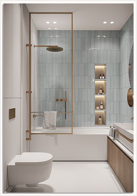 This bathroom makeover is perfect for anyone who wants to update their look and feel. With a fresh new paint job and new fixtures, this bathroom will look amazing. Bilik Air, Bad Inspiration, Bathroom Redesign, Design Apartment, Bathroom Inspiration Decor, Upstairs Bathrooms, Small Bathroom Design, Tub Shower Combo, Bathroom Style