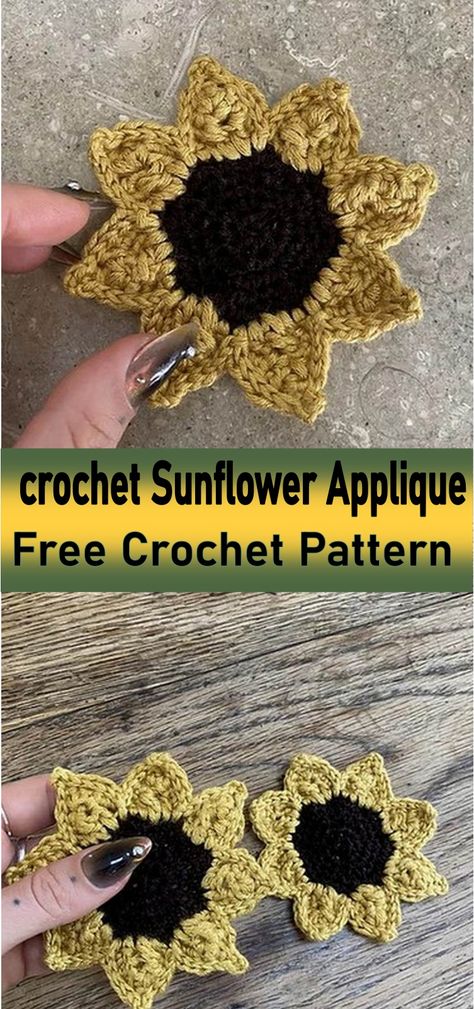 Free Crochet Sunflower Appliques Patterns For Stylization are wonderful. Customizing the size of your crochet sunflower applique is easy by simply adjusting the hook size or yarn type. Typically, completing a sunflower applique takes only a couple of hours, making it a quick and fruitful project. Crochet Sunflower Applique, Free Crochet Sunflower, Knit Sunflower, Sunflower Applique, Heart Blanket Pattern, Cloche Hat Pattern, Crochet Heart Blanket, Crochet Organizer, Crochet Diaper Cover