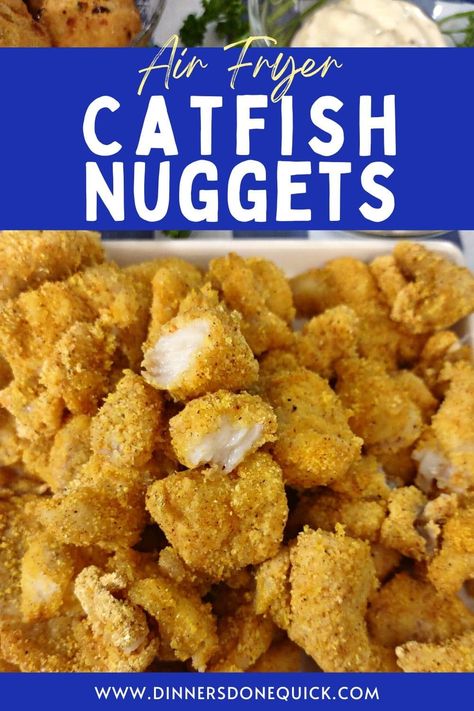 Air Fryer Catfish Nuggets, Fish Coating, Catfish Nuggets Recipes, Air Fryer Catfish, How To Cook Catfish, Catfish Nuggets, Air Fryer Recipes Salmon, Fried Catfish Recipes, Fish Nuggets