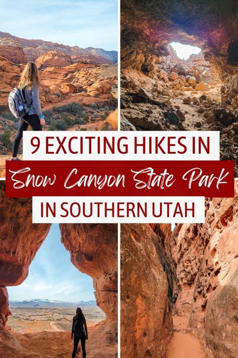 Planning a Utah vacation? Explore the best hikes in Snow Canyon State Park with our comprehensive travel guide! From slot canyons to scenic caves and panoramic vistas, this hidden gem near St. George is a must for hiking in Utah. Perfect for your Utah bucket list, this park offers unique trails that are ideal for road trips and US destinations. Add these adventures to your USA bucket list for unforgettable outdoor experiences! Hiking In Utah, State Parks Usa, Utah Bucket List, Snow Canyon State Park, Slot Canyons, Utah Vacation, Usa Bucket List, Utah Road Trip, Utah Hikes