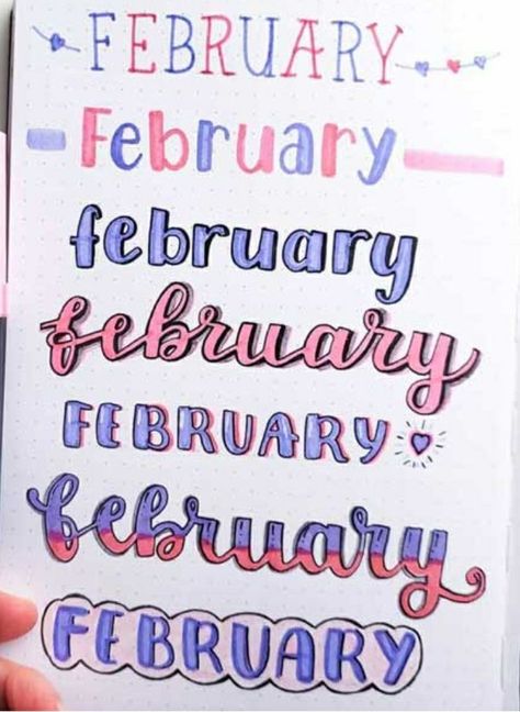 February Header, Bullet Journal Headings, Draw Everyday, Mindfulness Journal Prompts, Bullet Journal Work, Pretty Writing, Title Ideas, Pretty Letters, Bullet Planner