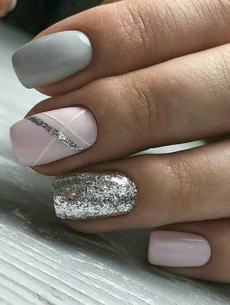 #grey #nail #nails #naildesigns #beautiful #nailart # ... #nailideas #nailart Shellac Nail Designs, Grey Nail, Grey Nails, Cute Short Nails, Short Nails Art, Gray Nails, Nails Polish, Shellac Nails, Short Nail Designs