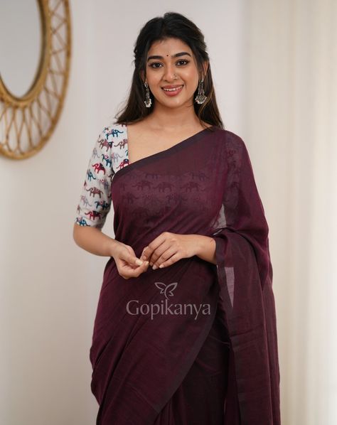 Simple Khadi Saree, Cotton Handloom Pre-draped Saree For Festive Occasion, Khadi Saree Styling, Kalyani Cotton Sarees, Mul Cotton Saree, Khadi Cotton Saree, Cotton Blouse Design, Saree Ideas, Army Images