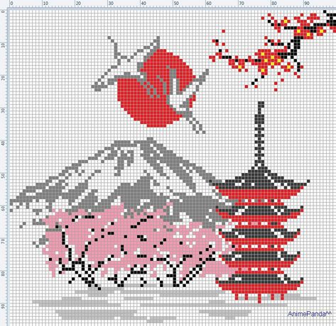 Grille Pixel Art, Modele Pixel Art, Cross Stitch Landscape, Pixel Crochet, Pixel Art Grid, Tapestry Crochet Patterns, Pola Kristik, Pola Sulam, Pixel Pattern