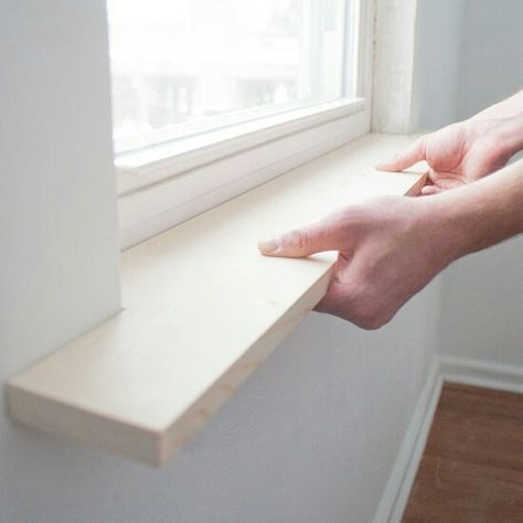 Window sill widening and trim DIY! Window Cornice Diy, Kitchen Window Sill, Window Sills, Door Trim, Diy Window, Window Trim, Door Trims, Kitchen Window, Home Repairs