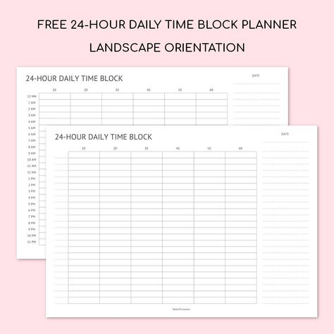 Free Printable 24-Hour Daily Time Block Schedule Planner - Landscape Orientation #free #printable #dailyplanner #daily #planner #schedule #timeblock #timeblocking #printables #template #templates Daily Planner Schedule, Time Blocking Printable, Study Planner Printable Free, Block Schedule, Daily Schedule Printable, Daily Planner Notepad, Planner Schedule, Weekly Schedule Printable, Daily Planner Printables Free