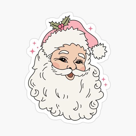 Navidad Aesthetic, Vintage Pink Santa, Pink Santa Claus, Pink Santa, Santa Face, Christmas Stickers, Aesthetic Stickers, Arts And Crafts For Kids, Pink Christmas