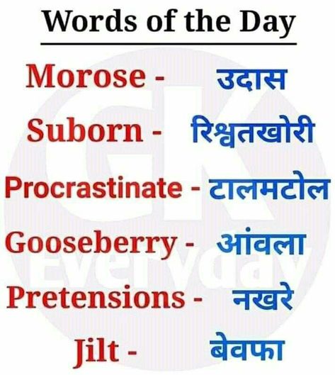 Mp Gk, Common English Words, Rajasthan Gk, Words Of The Day, English Phrases Sentences, English Word Book, Hindi Language Learning, English Transition Words, English Phrases Idioms