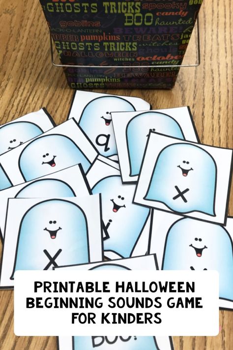 Your little learners will have so much fun practicing their beginning sounds with this FREE BOO Beginning Sounds Game! Cvc Worksheets Free, Kinder Centers, Cvc Worksheets, Spooky Candy, Ghost Games, Pumpkin Candy, Beginning Sounds, Printable Halloween, Uppercase And Lowercase Letters