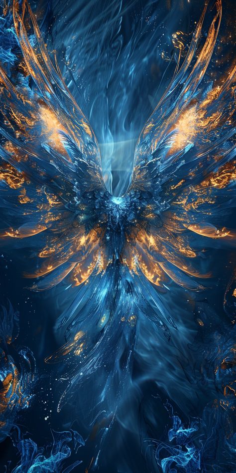 #BlueAndGoldBackground #IllusoryLightWings #SpecialEffects Royal Blue And Gold Aesthetic, Wings Made Of Light, Angels Background, Gold Powers, Light Blue Wallpapers, Blue And Gold Aesthetic, Blue Gold Background, Blue And Gold Background, Blue Angel Wings