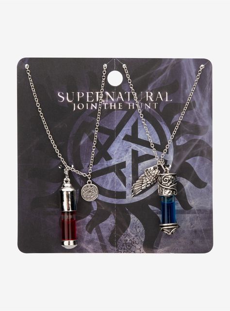 Supernatural Grace Vial Best Friend Necklace Set Monster Energy Drink Necklace, Supernatural Accessories, Supernatural Merch, Supernatural Jewelry, Fandom Jewelry, Bff Jewelry, Vial Necklace, Best Friend Necklace, Art Jewelry Design