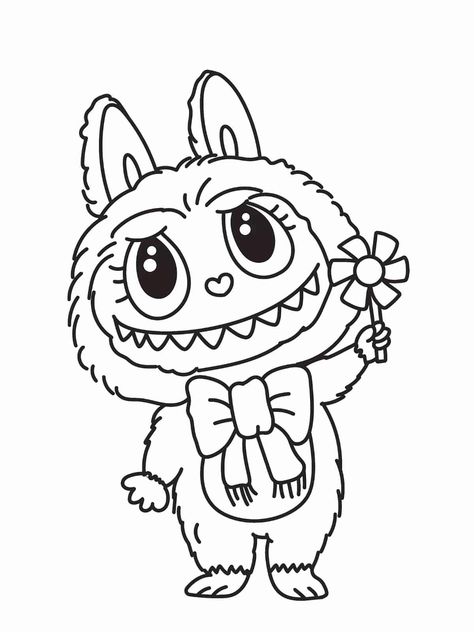 Free Printable Labubu Coloring Pages For Kids 🎨✨ - ColoringPagesForKids.net Labubu Coloring Page, Cute Colouring In Pages, Colouring Pictures For Kids, Rabbit Monster, Kids Colouring Printables, Toy Story Coloring Pages, Spongebob Coloring, Coloring Pictures For Kids, Toy Character