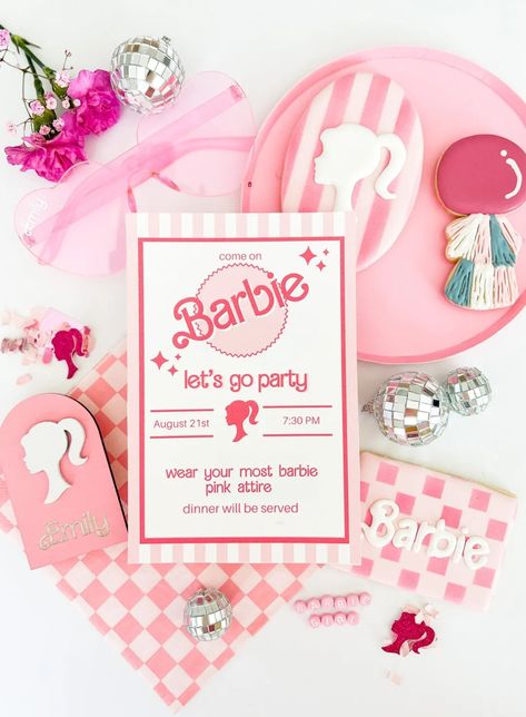 Vintage Barbie Party Decorations, Barbie Birthday Party 6, Barbie Birthday Invites Invitation Ideas, Barbie Bday Decoration, Classic Barbie Birthday Party, Barbie Second Birthday Party, Vintage Barbie Birthday Party, Barbie Themed Birthday Party Decor Table Settings, Barbie 2nd Birthday Party