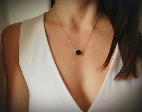 Essential Oil Necklace, Diffuser Necklace, Lava Rock, Necklace Minimalist, Minimalist Necklace, Doterra, Necklace Silver, Necklace Jewelry, Essential Oil