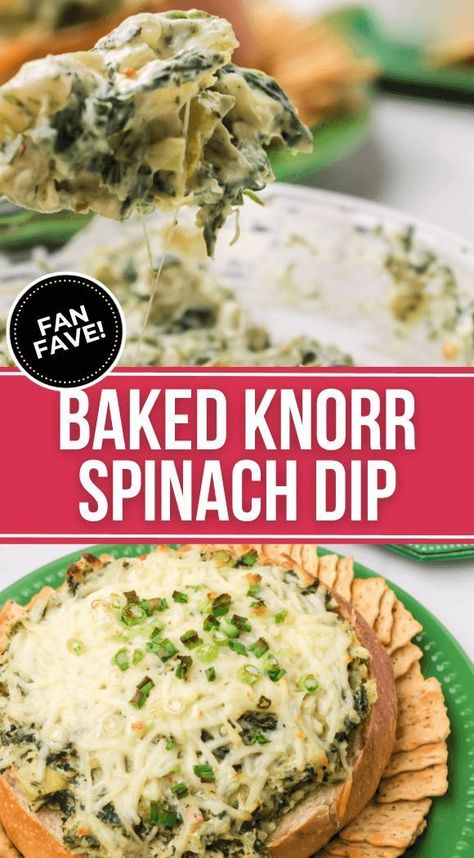 If you need a quick and easy warm appetizer for parties, you have to try this baked Knorr spinach dip! This creamy dip recipe is easy to make and sure to be the star of your party spread. Perfect for game day or having friends over! Bread Bowl Spinach Dip, Creamed Spinach Dip, Spinach Dip Bread Bowl, Cheese Spinach Dip, Warm Spinach Dip, Dip For Parties, Bread Bowl Dip, Baked Spinach Dip, Best Spinach Dip