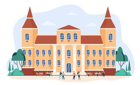 Young people walking in front of college... | Free Vector #Freepik #freevector #school #people #house #education Engineering Civil, College Image, College Usa, College Pictures, Usa University, Building Images, Engineering Courses, Aerospace Engineering, People Walking