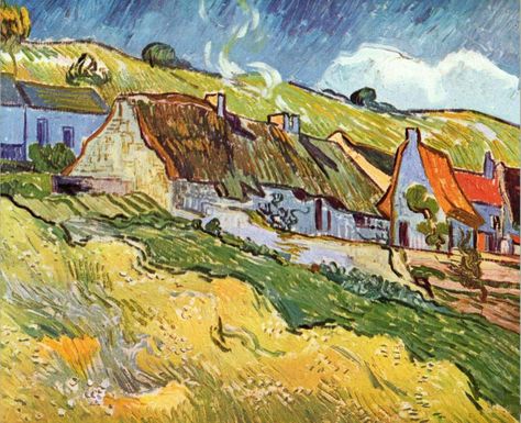 Vincent van Gogh- Farmer Huts in Auvers Artist Van Gogh, Vincent Willem Van Gogh, Vincent Van Gogh Art, Vincent Van Gogh Paintings, Hermitage Museum, Arte Van Gogh, Thatched Cottage, Art Van, Van Gogh Paintings