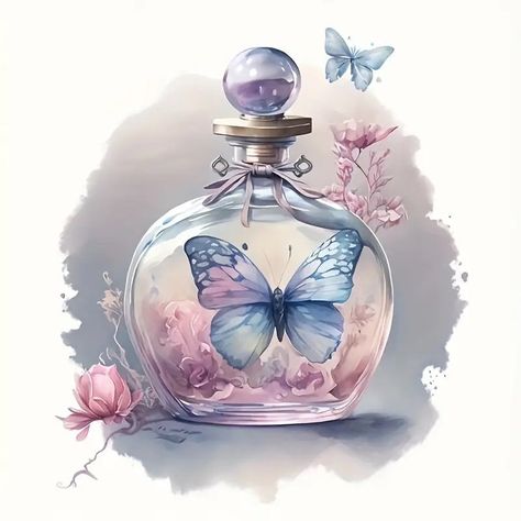 Painting Butterfly, Perfume Art, Perfume Bottle Art, Pensacola Fl, Butterfly Painting, Dec 25, Art Kits, Butterfly Art, الرسومات اللطيفة