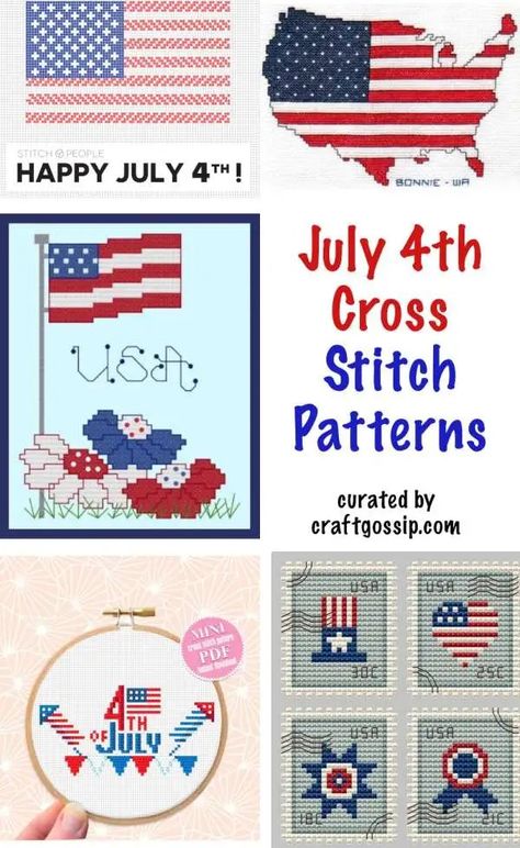 Cross Stitch Patriotic, Fourth Of July Cross Stitch Patterns, Patriotic Cross Stitch Patterns, Flag Cross Stitch, Free Cross Stitch Designs, Patriotic Flowers, Making Candles Diy, Rainy Day Crafts, White And Blue Flowers