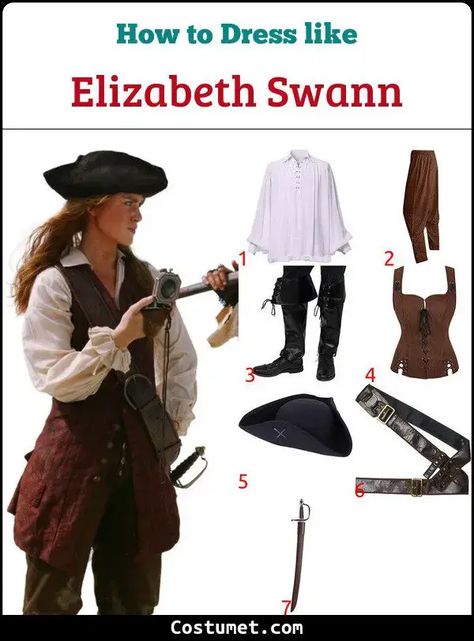 Elizabeth Swann Pirate Outfit, Elizabeth Swann Cosplay, Elizabeth Swann Outfit, Elizabeth Swan Costume, Elizabeth Swan, Elizabeth Swann Dress, Carribean Outfits, Elizabeth Swann Costume, Elisabeth Swan